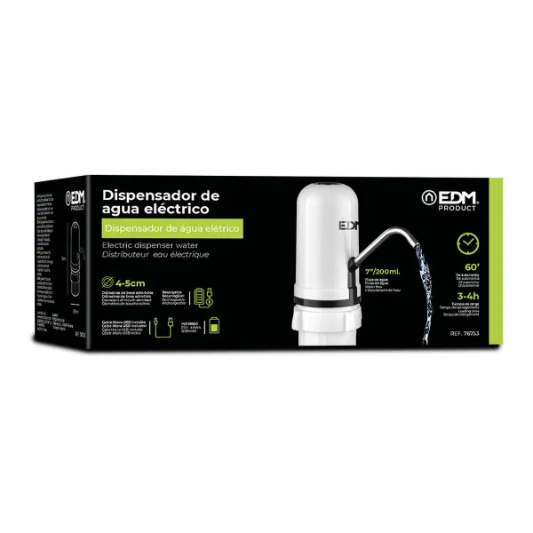Automaattinen, uudelleentäytettävä vesiannostelija EDM 76753 ø 9 x 19 cm Elektroninen