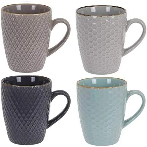 Vnt. kavos puodelių rinkinys Excellent Houseware Keramikos dirbinys 300 ml Geometrinis
