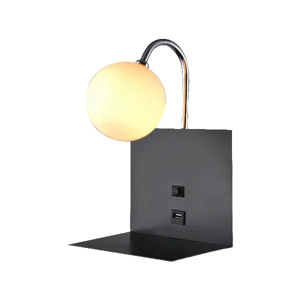 BETTY WALL LAMP 1xG9 WITH USB BLACK