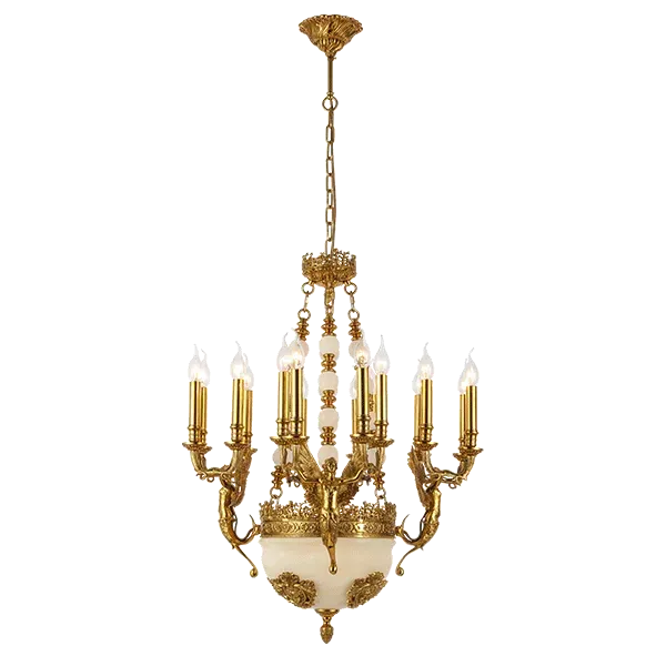 CHARLES CHANDELIER 19XE14 BRASS/JADE