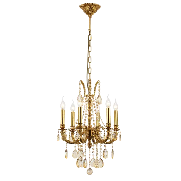 DARIAN CHANDELIER 6XE14 BRASS/CRYSTALS