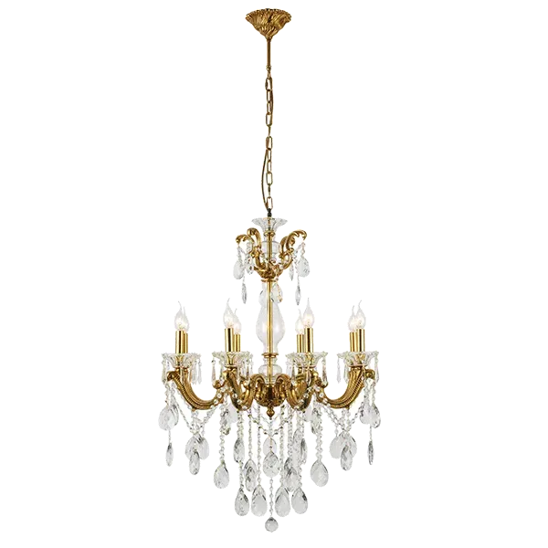 EDWARD CHANDELIER 8XE14 BRASS/JADE