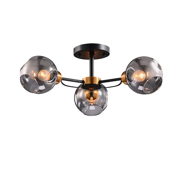 ELLARIA CHANDELIER 3xE27 BLACK/ANTIQUE BRASS