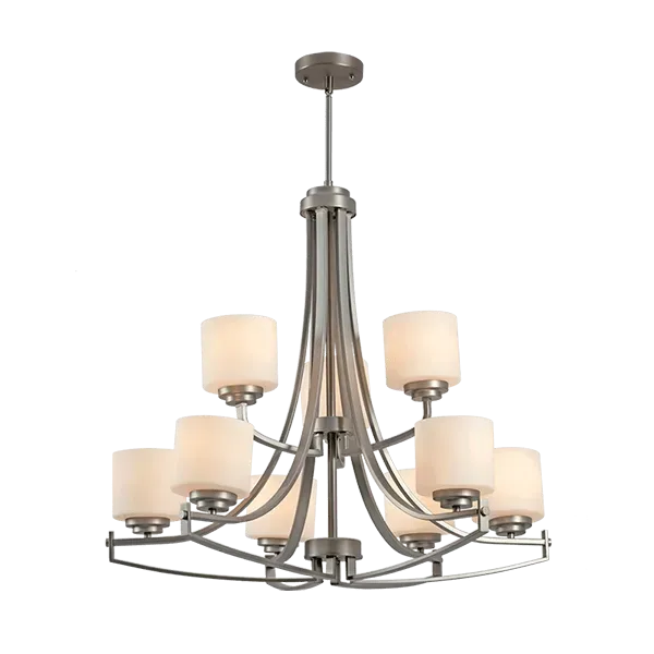 ERIN LUX CHANDELIER 9XE27 SATIN NICKEL