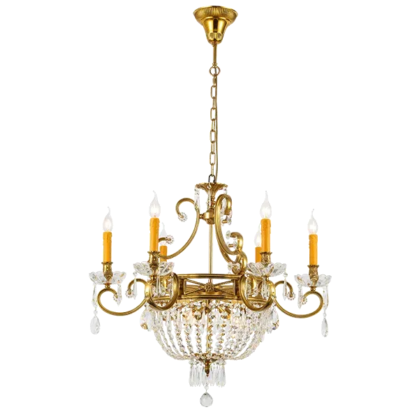 GEORGE CHANDELIER 9XE14 BRASS/CRYSTALS