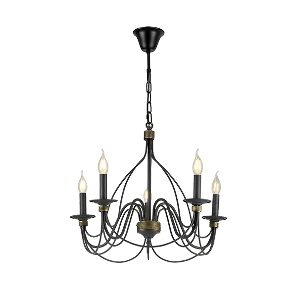 MARIEL CHANDELIER 5XE14 D60XH46 GREY/GOLD