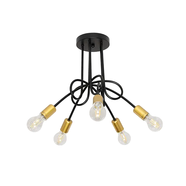 MYA CHANDELIER 5XE27 BLACK/GOLD