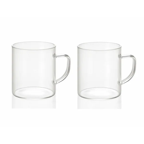 Komplekts ar 2 krūzēm Andrea House ms19209 Caurspīdīgs Stikls 300 ml 2 x 300 ml Ø 7,5 x 8,5 cm