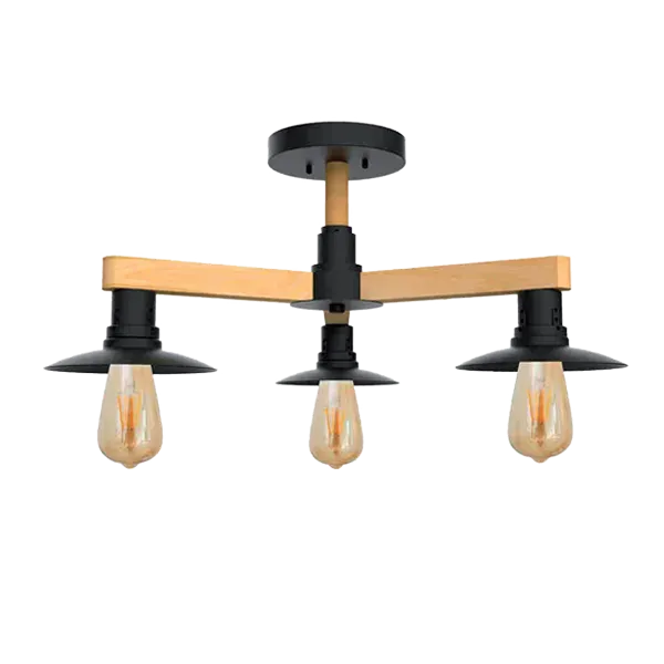 PHIL CHANDELIER 3XE27 BLACK/WOOD