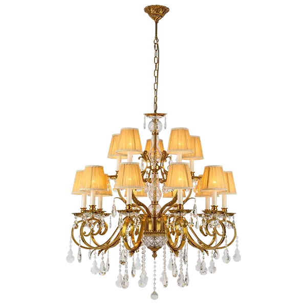 RALPH CHANDELIER 15XE14 BRASS/CRYSTALS