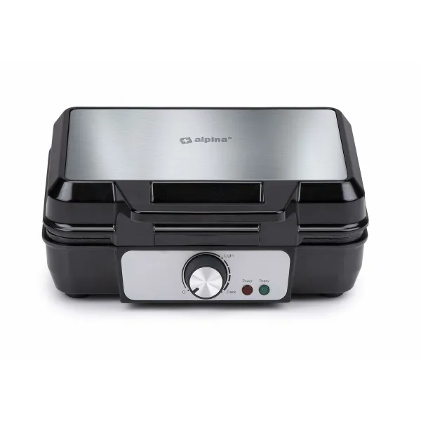 Vohvelikone Alpina 1000 W Hopeinen