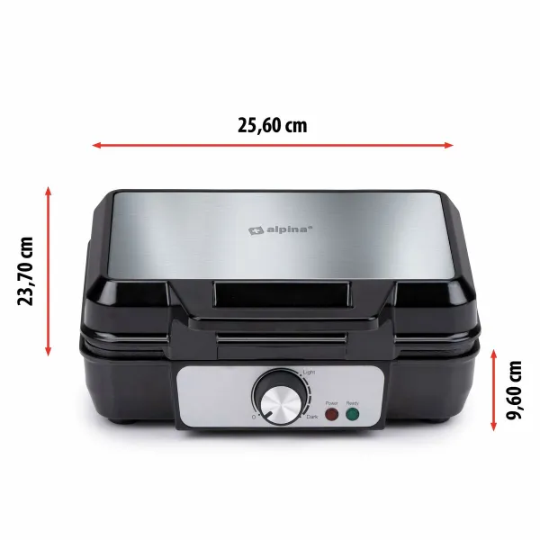 Vafeļu Panna Alpina 1000 W Sudrabains