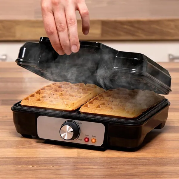 Vohvelikone Alpina 1000 W Hopeinen