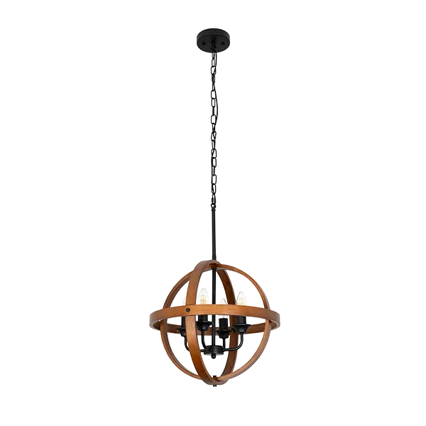 TINO PENDANT 4XE14 BLACK MATT/WOOD