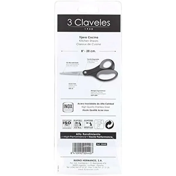 Кухонные ножницы 3 Claveles 8" Нержавеющая сталь Синий