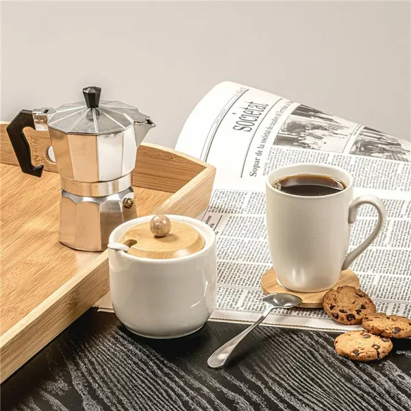6 krūžu ar komplekts Caison Balts Porcelāns 350 ml Matte afwerking