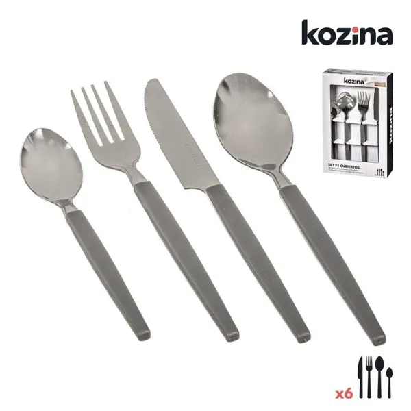 Ruokailuvälineet Kozina Harmaa Teräs 24 Kappaletta