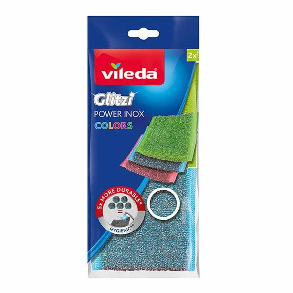 Valiklis Vileda glitzi Nerūdijantis plienas Įvairių spalvų (Pašalina sunkiausiai išvalomas ir įsišaknijusias dėmes) (2 vnt.) (2 