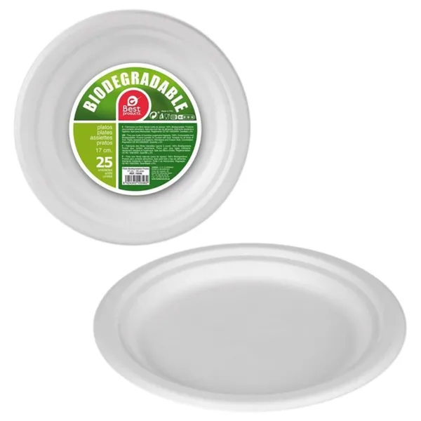 Lautassetti Best Products Green Sokeriruoko Ø 17 cm Valkoinen Maatuva Kertakäyttöinen 25 osaa