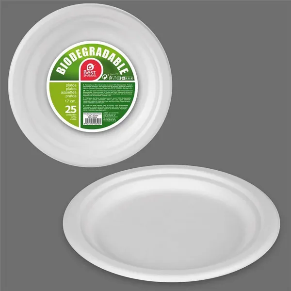 Lautassetti Best Products Green Sokeriruoko Ø 17 cm Valkoinen Maatuva Kertakäyttöinen 25 osaa