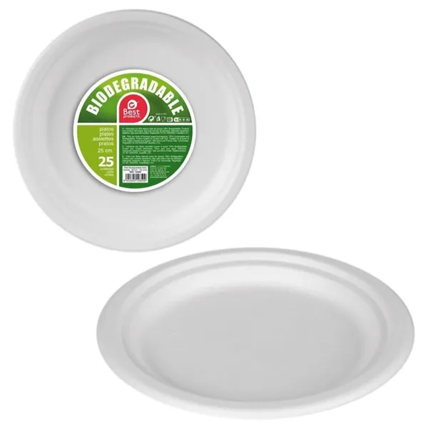 Lautassetti Best Products Green Sokeriruoko Ø 25 cm Maatuva Kertakäyttöinen 25 osaa