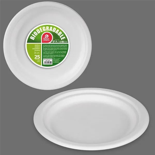 Plokštelių rinkinys Best Products Green Cukranendrės Ø 25 cm Biologiškai skaidomas Vienkartinis 25 vnt.