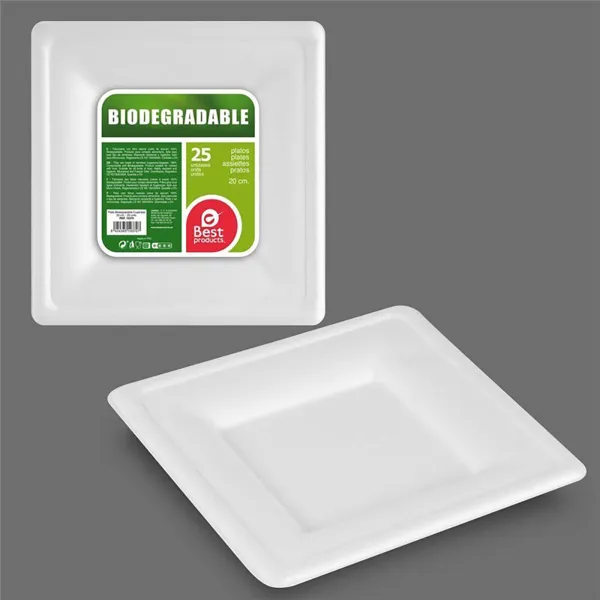 Plokštelių rinkinys Best Products Green Cukranendrės Ø 20 cm Balta Biologiškai skaidomas Vienkartinis 25 vnt.