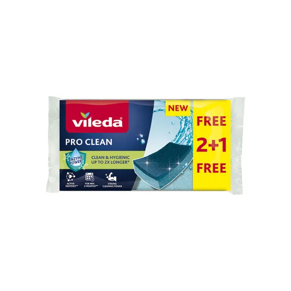 Mazgāšanas spilventiņš Vileda fce pro clean 2+1 Zils Putas (3 Daudzums)