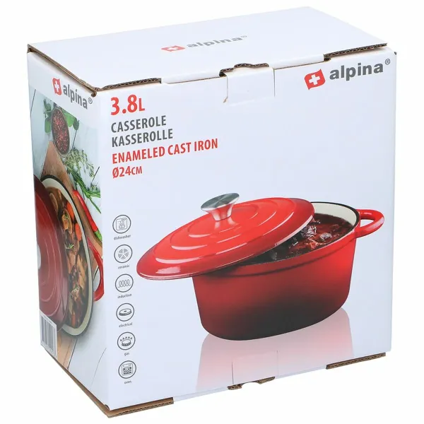 Кастрюля Alpina Красный Чугун 3,8 L Ø 24 x 11,8 cm