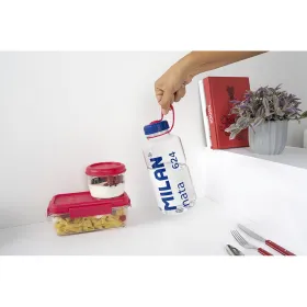 Hermetic Lunch Box Milan 500 ml Pink Transparent Plastic Circular Ø 12 cm