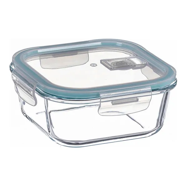 Lunch box Ovenza Squared Transparent Borosilicate Glass 1,2 L