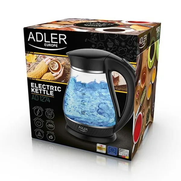 Tējkanna Adler AD 1274 2200 W 1,7 L Melns Nerūsējošais tērauds