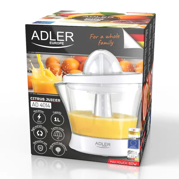 Электрическая соковыжималка Adler ad 4014 Белый 60 W 1 L