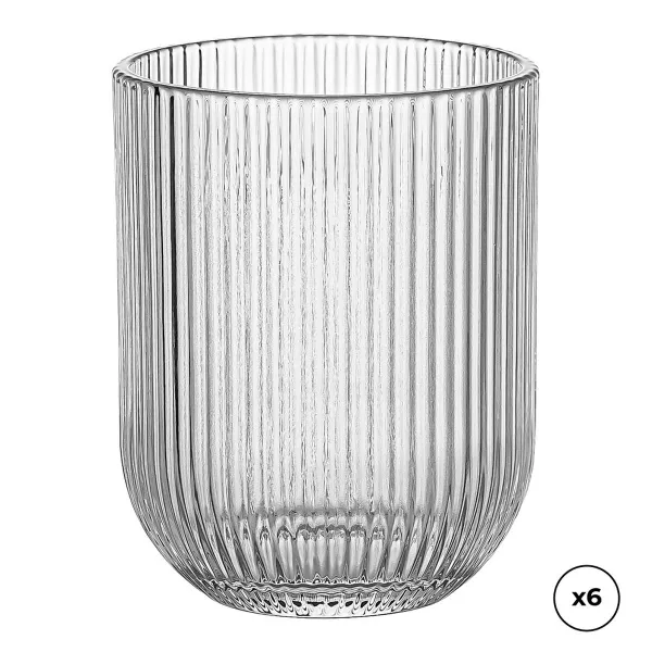 Set of glasses Ovenza Crystal With relief Striped 260 ml 6 Units