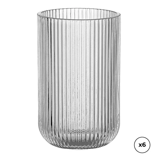 Set of glasses Ovenza Crystal With relief Striped 430 ml 6 Units