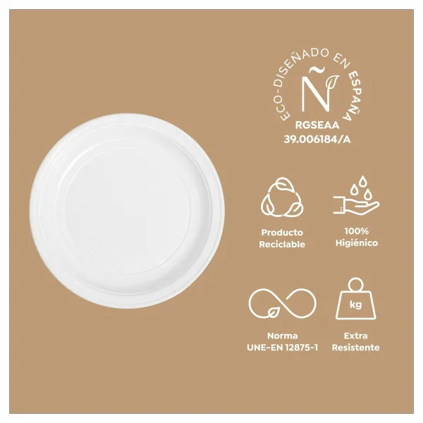 Set of reusable plates Maxi Products White Plastic 100 Pieces
