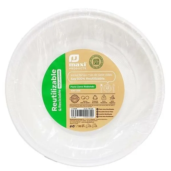 Daugkartinio naudojimo plokščių rinkinys Maxi Products Balta Plastmasinis 100 Dalys
