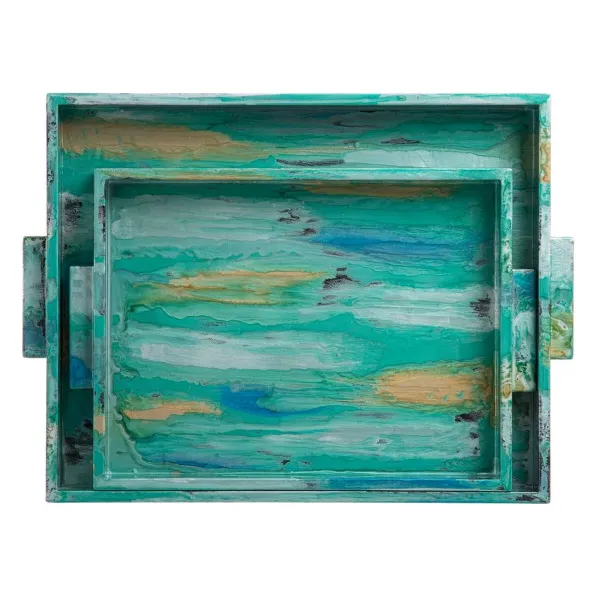 Padėklas 45 x 33 x 4,5 cm Mėlyna DMF (2 vnt.)