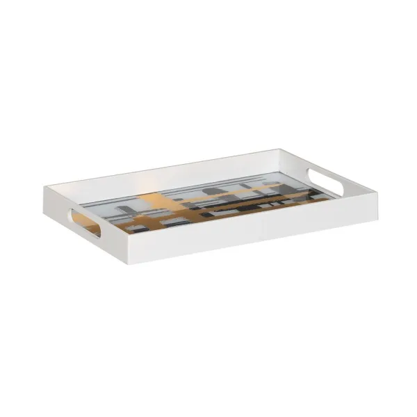 Užkandžių dėklas Balta Juoda Auksinis PVC Stiklas Abstraktus 45 x 31 x 4,2 cm (2 vnt.)