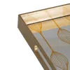 поднос для закусок Позолоченный PVC Стеклянный 45 x 31 x 4,2 cm (2 штук)