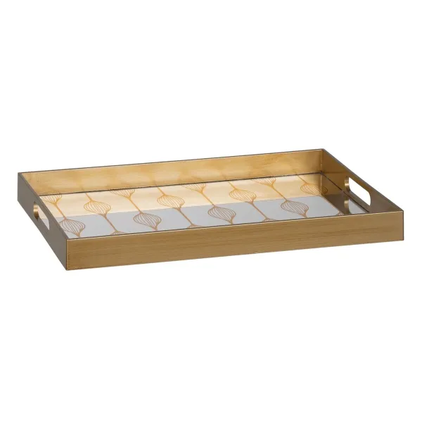 поднос для закусок Позолоченный PVC Стеклянный 45 x 31 x 4,2 cm (2 штук)