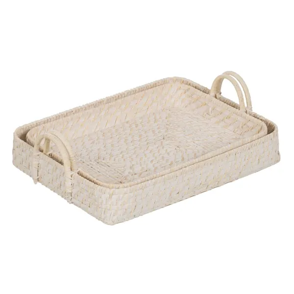 Paplāte Balts Bambuss Rotangpalma 45 x 34 x 13 cm (2 gb.)