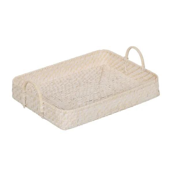 Tarjotin Valkoinen Bambu Rottinki 45 x 34 x 13 cm (2 osaa)