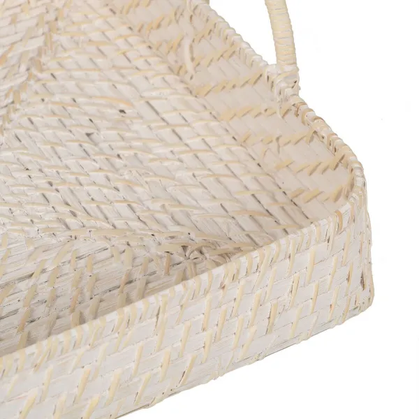Tarjotin Valkoinen Bambu Rottinki 45 x 34 x 13 cm (2 osaa)