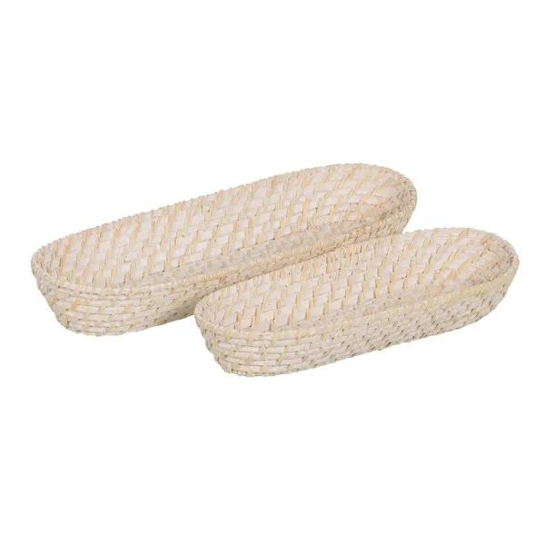 Tarjotin Valkoinen Bambu Rottinki 44 x 17 x 7 cm (2 osaa)