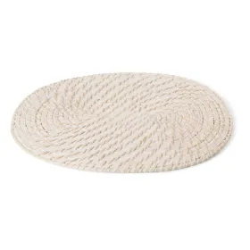 Table Mat White Bamboo Rattan 40 x 30 x 0,5 cm