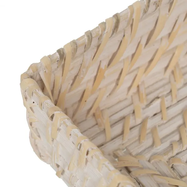 Paperiteline Valkoinen Bambu Rottinki 18 x 18 x 6 cm