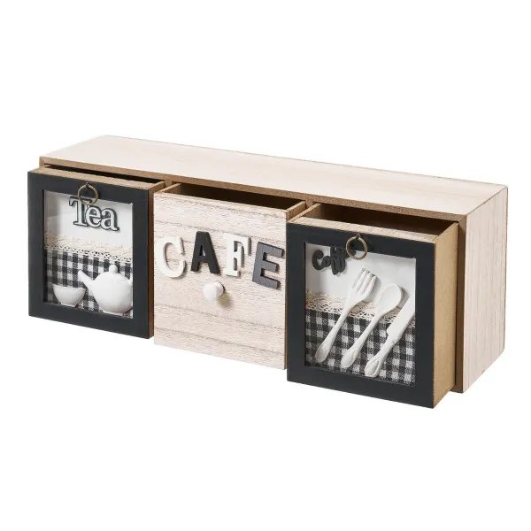 Box for Infusions Multicolour Wood Cloth Iron Polyresin MDF Wood 40 x 11 x 15 cm