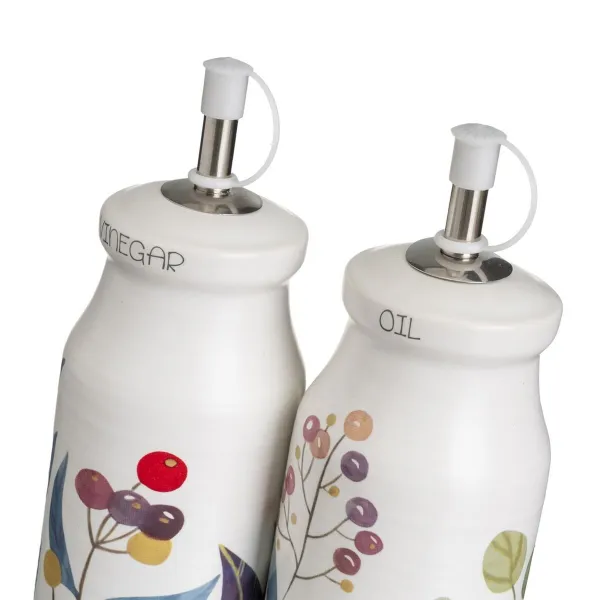 Eļļas un etiķa komplekts BERRIES Balts Sarkans Zaļš Koks Keramika 210 ml 21 x 8,5 x 18 cm 4 Daudzums