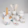 Eļļas un etiķa komplekts BERRIES Balts Sarkans Zaļš Koks Keramika 210 ml 21 x 8,5 x 18 cm 4 Daudzums